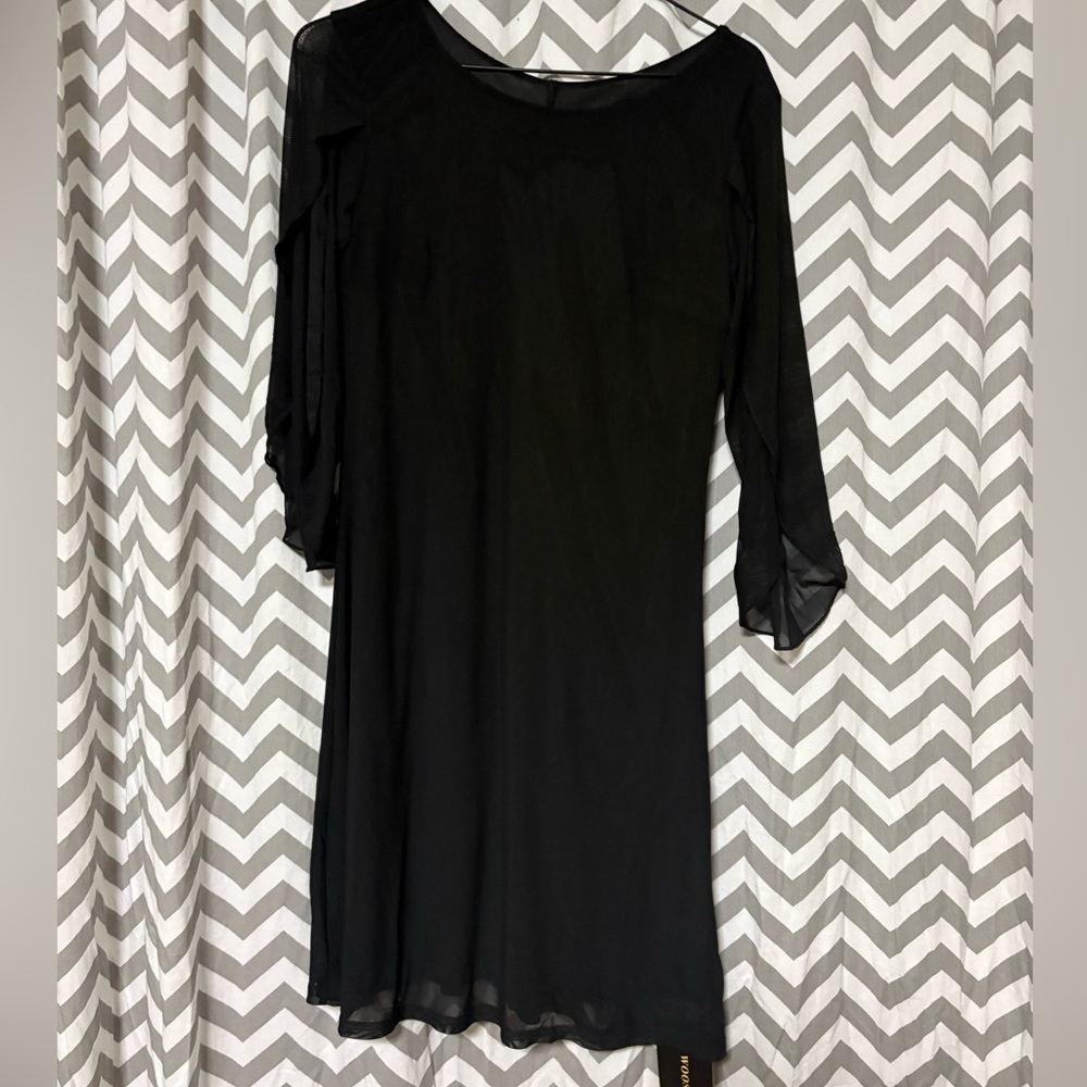 Women’s Long Sleeve Black Maxi Dress with Subtle A-Line Skirt